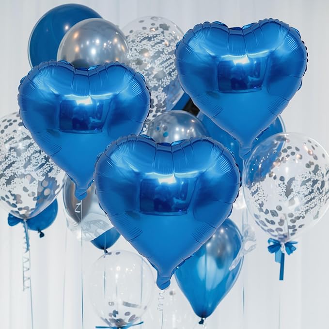 Blue Heart Balloons, 18 Inch Royal Blue Heart Shape Balloon - Image 5