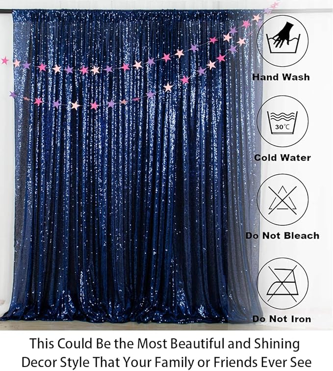 ShiDianYi Navy Blue Sequined 8FTx10FT Wedding & Party Backdrop - Image 7
