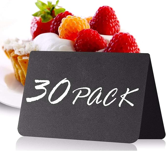 30 Pack Chalkboard Table Tents 4x3 – Reusable Food Labels by Iricus
