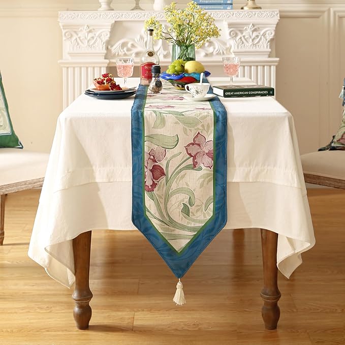 patdrea Designer Elegant Bright Linen Table Runner 102 Inch Long, Mauve Iris - Image 3