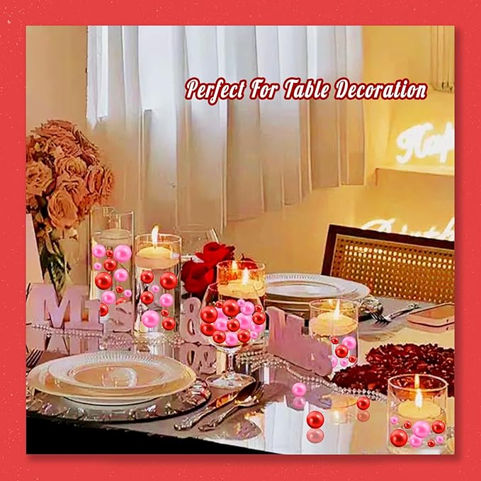 300Pcs Vase Filler Red Pink No Hole Faux Pearl Beads - Image 5