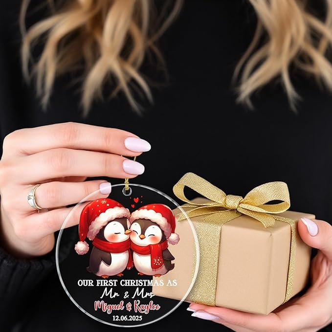 Custom 1st Christmas As Mr & Mrs Ornament Gift - Image 4
