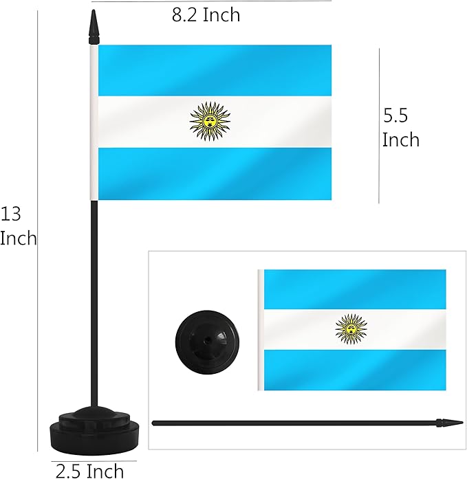 2 Pack Argentina Desk Flag Set, Argentine Desktop Small Miniature Table Office - Image 2