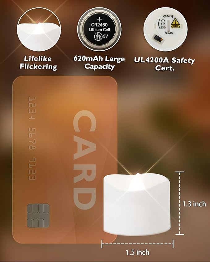 Homemory 24pcs Remote Timer LED Tea Lights Candles, 400+Hours Flickering - Image 5