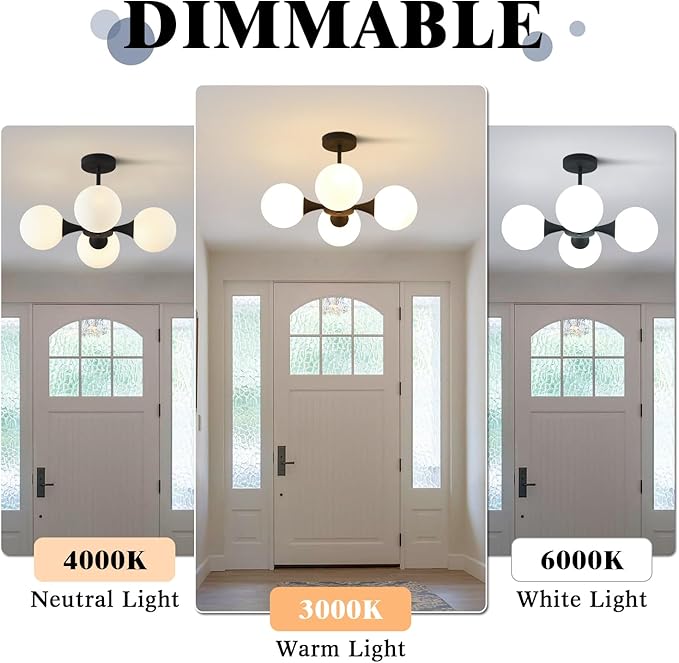 KCO Lighting Mid Century Modern Semi Flush Mount Ceiling Light Fixture - Image 5