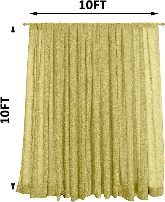 10FT x10FT Champagne Metallic Sheer Spandex Backdrop, 1 Panel Glitter - Image 2