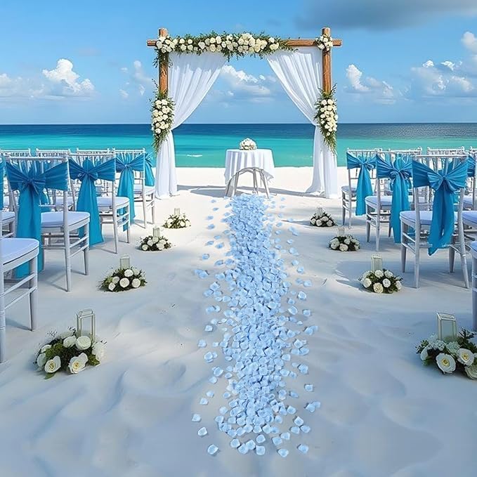 1000 Pcs Light Blue Rose Petals Artificial Silk Flower Petals Romantic - Image 3