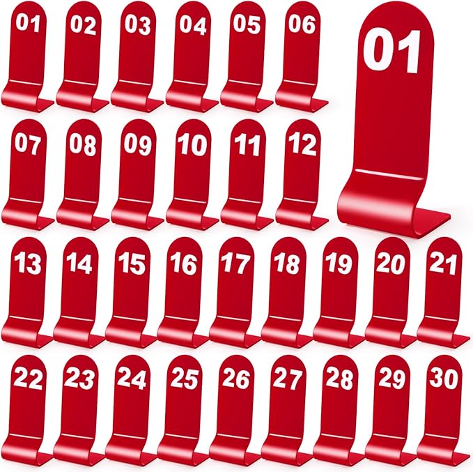 Okllen 1-30 Table Numbers Red, Restaurant Acrylic Order Numbers, Double Sided by Okllen