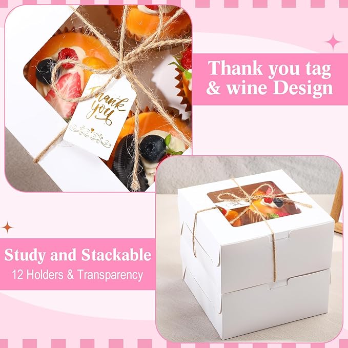 36 Pack Cupcake Boxes Hold 4 Count Disposable Cupcake Containers - Image 6