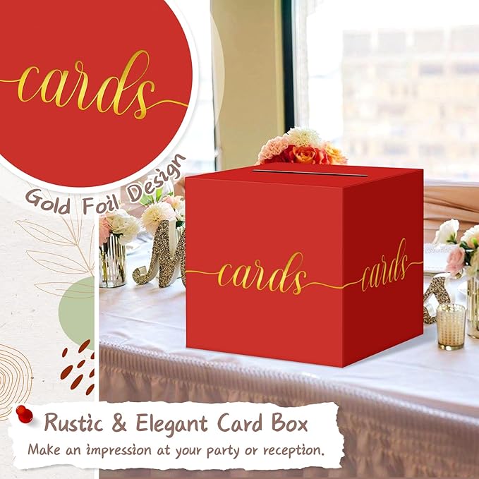 QIKSION Red Graduation Card Box, Wedding Reception, Baby Shower - Image 3