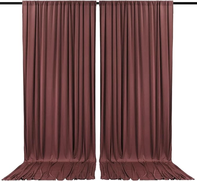 2 Panels Red Brown Backdrop Curtain, 10 x 10 Feet Satin Background Curtains by Zankubom