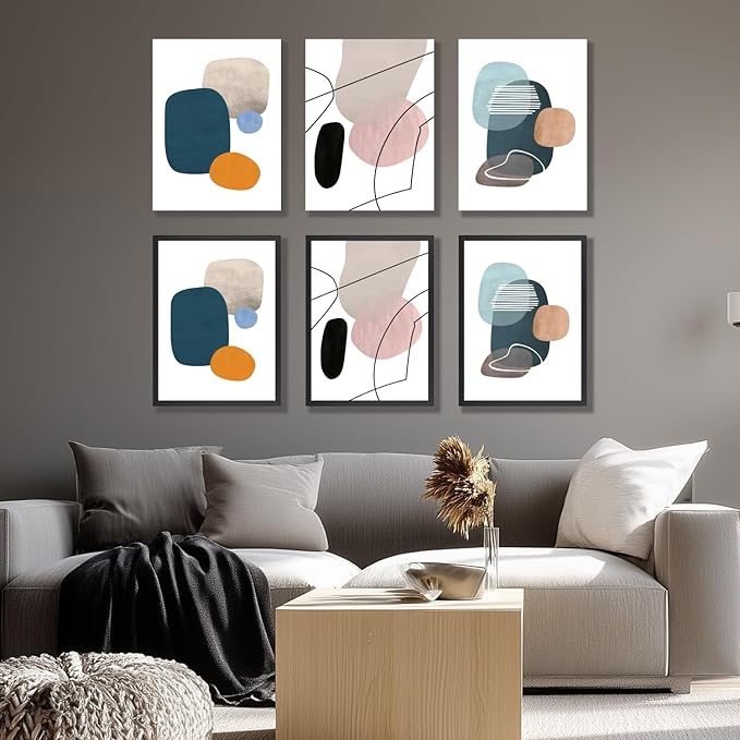 IAFWZX Framed Abstract Geometric Wall Art, Modern Minimalist Canvas Painting - Image 6