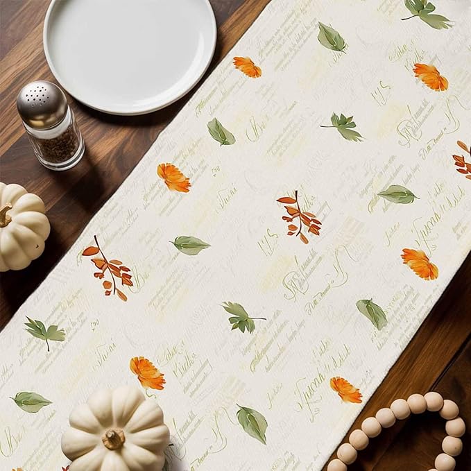 Fall Wildflowers Cotton Linen Table Runner - Image 2