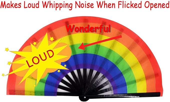 Amajiji Large Folding Hand Rave Fan Popping Fan - Image 3