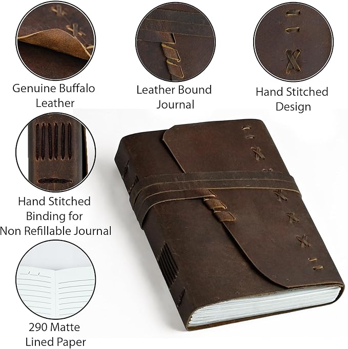 Leather Journal Notebook for Men & Women Daily Vintage Leather Bound Journal - Image 7