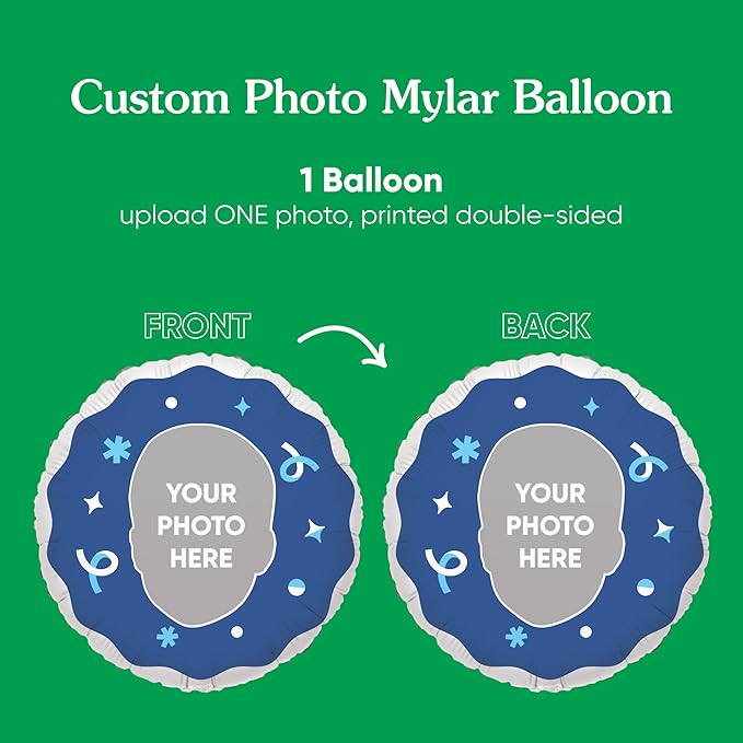 Big Dot of Happiness Personalized Fun Face Photo Blue Balloons, Custom Birthday - Image 3