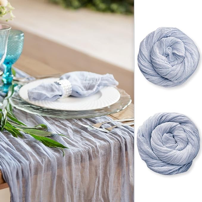 Dusty Blue Cheesecloth Table Runner 141 in Long, Cheese Cloth by YourMagicMoment