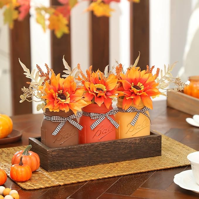 Fall Mason Jar Centerpiece for Table - Image 3
