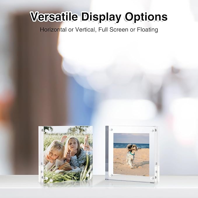 HOUSE DAY Acrylic Picture Frames 4x4, 2 Pack Magnetic 4 x 4 Picture Frame - Image 5
