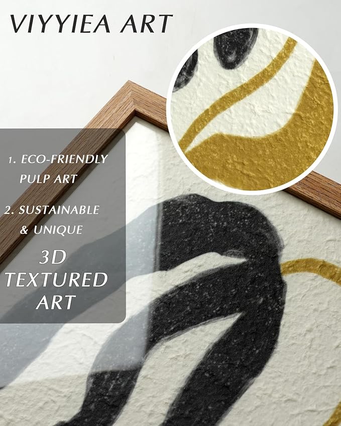 VIYYIEA Framed 3D Textured Wall Art, Handmade Paper Artwork, Modern Minimalist - Image 2