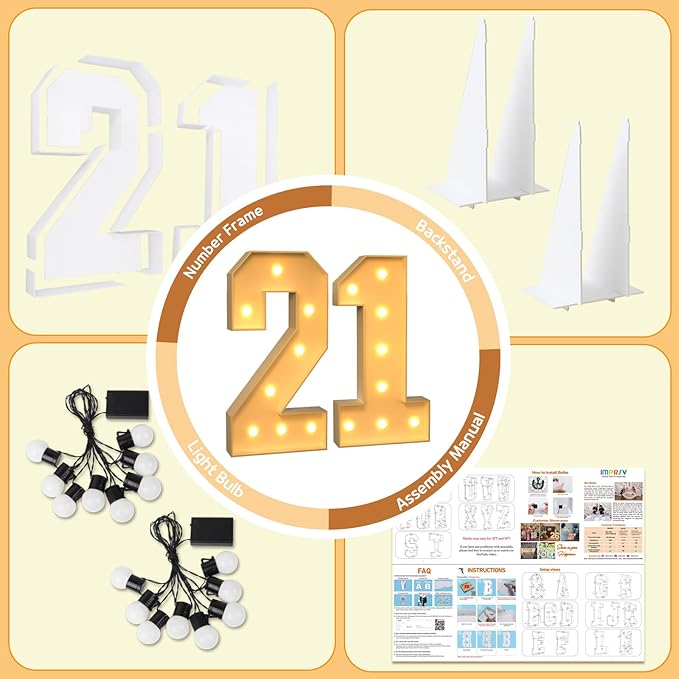 imprsv 3FT Light Up Numbers, Marquee Numbers 21st Birthday Decorations - Image 5