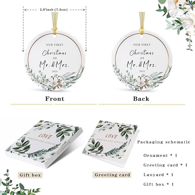 2025 First Christmas Married Ornament, First Year as Mr and Mrs Christmas - Image 2