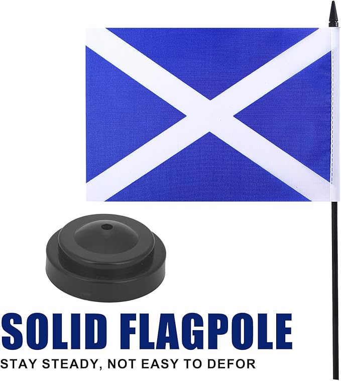 Scotland Desk Flag 12" Solid Pole Deluxe Set Scot Flags Banner Mini Small - Image 3