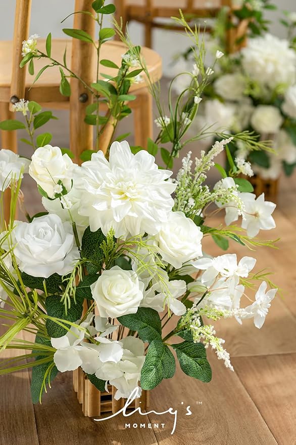 Ling's moment 17.5" Tall Free Standing Artificial Flowers Arrangements 4 pcs - Image 7