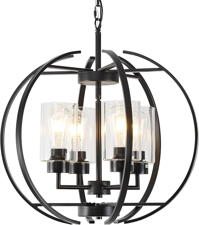 Black Chandelier Lighting with Clear Glass by LIGOTFIRE