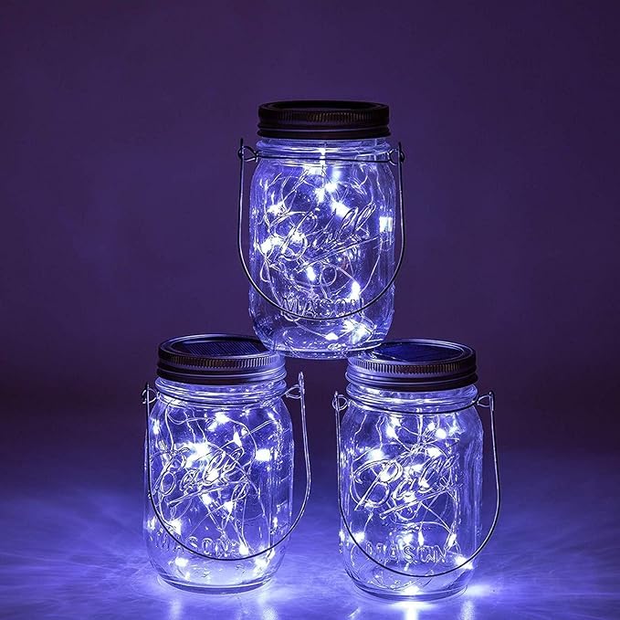 VOOKRY 12 Pack Solar Mason Jar Lights, 30 LED Mason Jar Lids Waterproof Firefly - Image 7