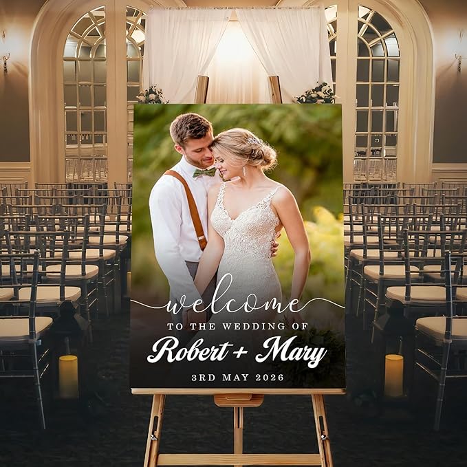Personalized Photo Wedding Welcome Sign Template, Modern Minimalist Reception by Unknown