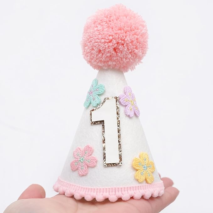 WAUAO Colorful Flower 1st Birthday Cone Hat - Image 6