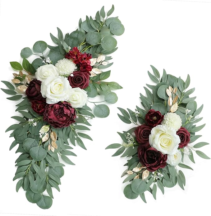 Artificial Burgundy Wedding Arch Flower Swags Set of 2 by UdoulaFlowersforLife