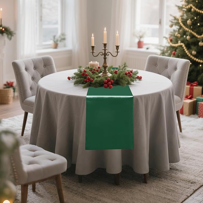 10 Pack Satin Table Runner 12 x 108 Inch Long Dark Green Silk Table Runner - Image 3