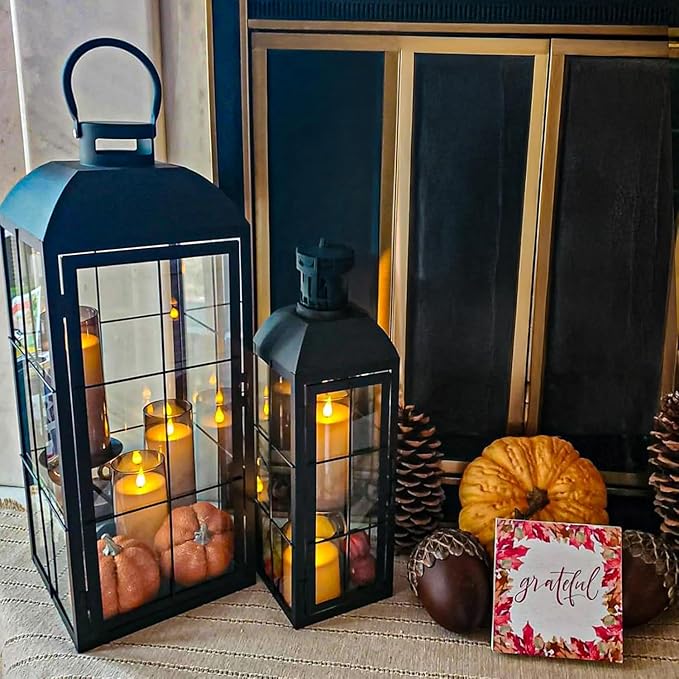 Fo32won Grey LED Flameless Pillar Candles Battery Operated - Image 3