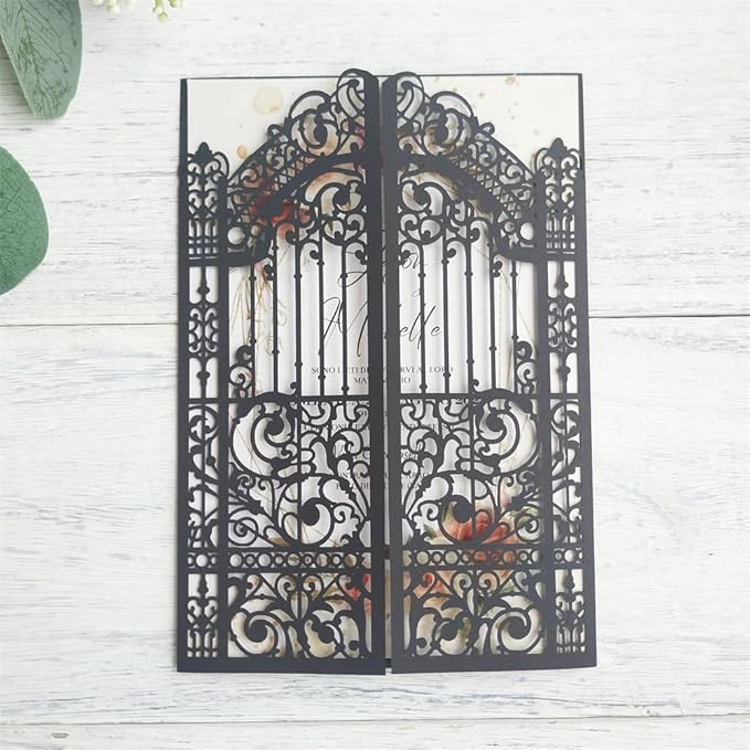 Black Gate Invitation Castle Laser Cut Card - Image 6