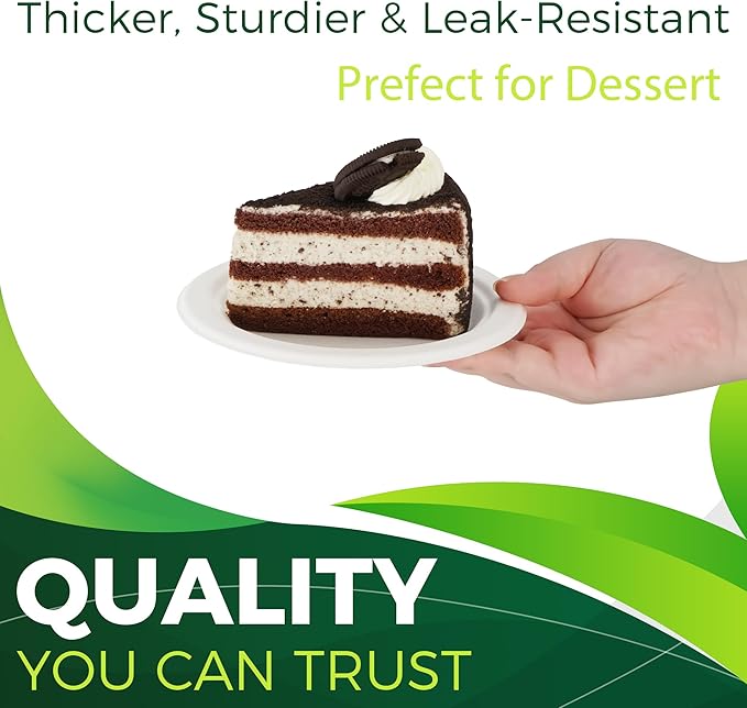 150PCS 100% Small Dessert Plates Disposable, 6 inch Paper Plates, Compostable - Image 5