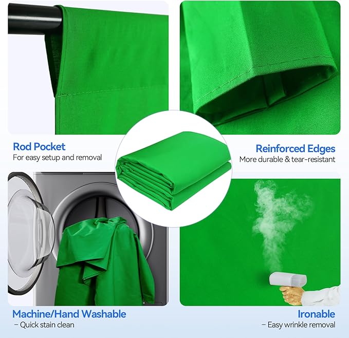 EMART Photo Video Studio 8.5 x 10ft Green Screen Backdrop Stand Kit, - Image 5