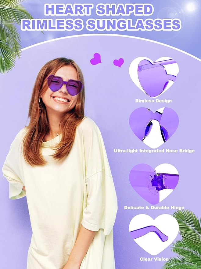 12 Pairs Heart Shaped Sunglasses - Image 3