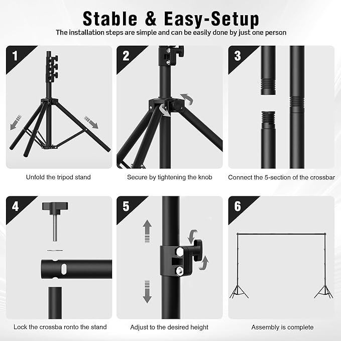 Backdrop Stand 10 x 7.5 FT for Photography Studio, Adjustable Photo Backdrop - Image 5