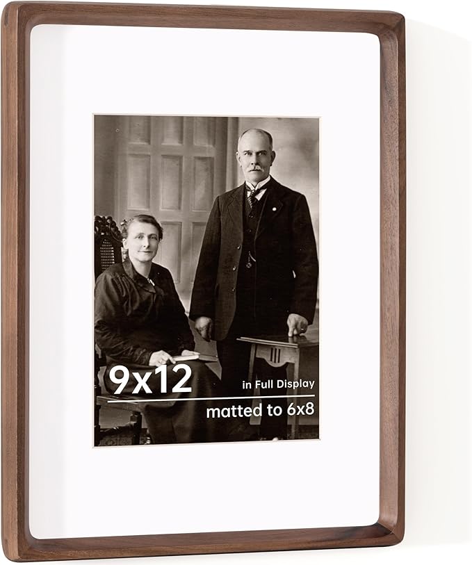 9x12 Picture Frame USA-Sourced Natural Walnut Solid Wood Photo Frame by Dreamland