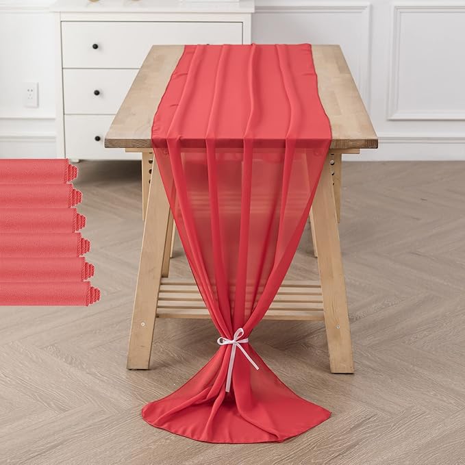 6Pack 9ft Chiffon Table Runner 14x108 Inch Sheer Romantic Table Runner - Image 6