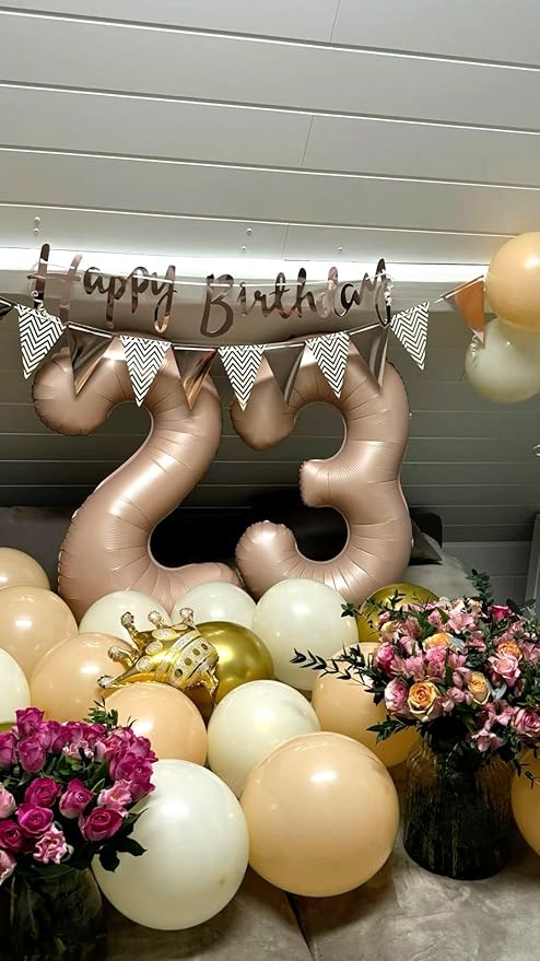 40 Inch Light Brown 3 Large Number Balloon, 3 13 23 30 33 36 Light Brown - Image 7