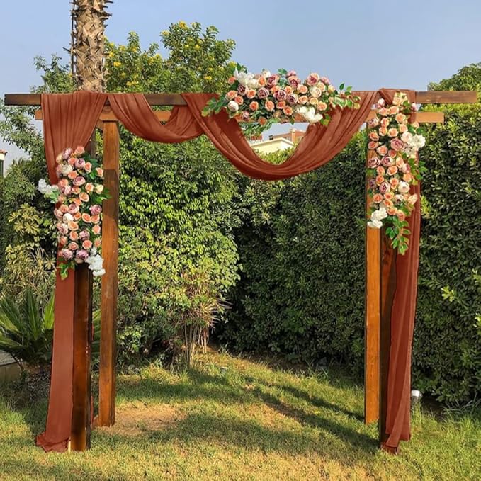 Socomi Wedding Arch Draping Fabric 3 Panels 29" x 19Ft Terracotta Sheer Chiffon - Image 5