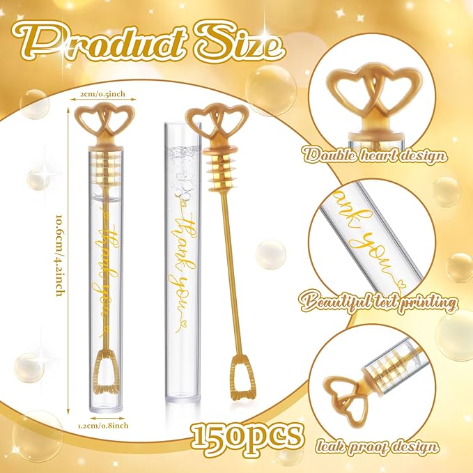 150 Pcs Bubble Wands Bulk for Wedding Party Mini Heart Wand - Image 3