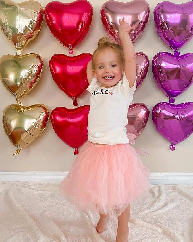 Red Heart Shaped balloons Pack of 12, 18 Inch Silver Love Valentine Balloons - Image 5