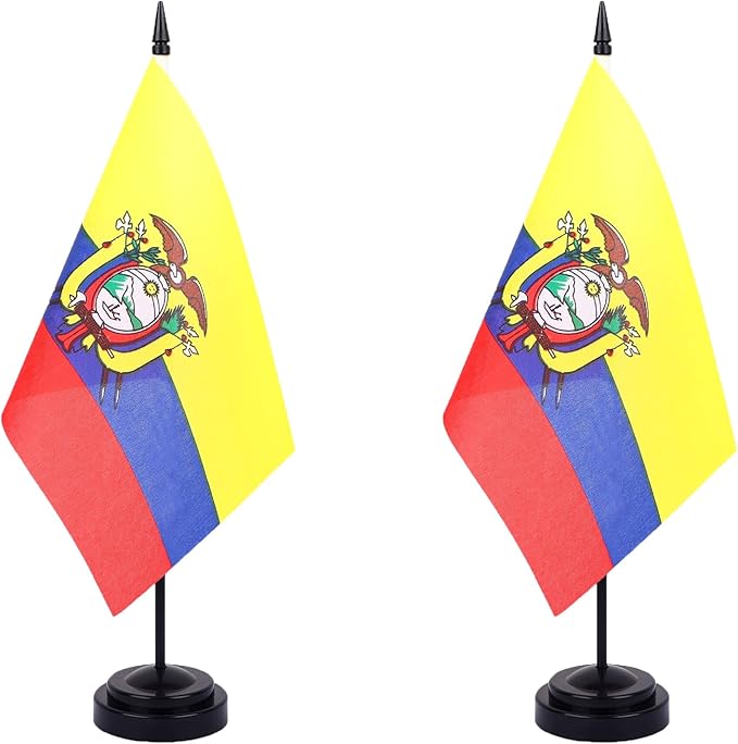WXTWK 2 Pack Ecuador Flag Ecuador Deluxe Desk Flag Set by WXTWK