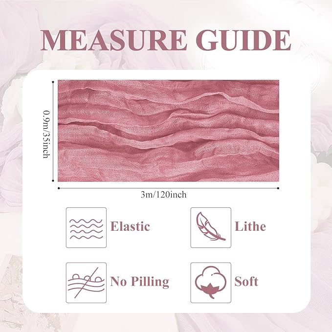 Asee'm 12pcs Cheesecloth Table Runner 120 Inches Dusty Rose Boho Gauze Cheese - Image 2