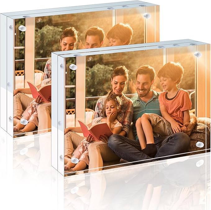 Egofine 6x8 Acrylic Frames 2 Pack, 20mm Thicker Frameless Clear Picture Frames by Egofine