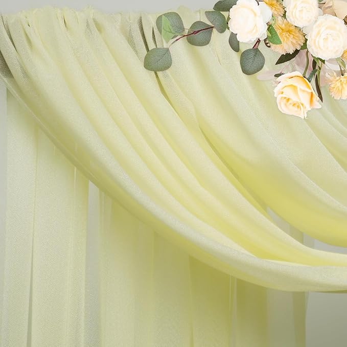 Wokceer Beige Wedding Arch Draping Fabric Backdrop 3 Panels 28.7" X 20FT Sheer - Image 4